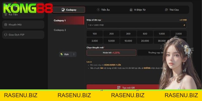 KONG88 Casino – Nạp Rút Siêu Tốc 3 Phút An Toàn